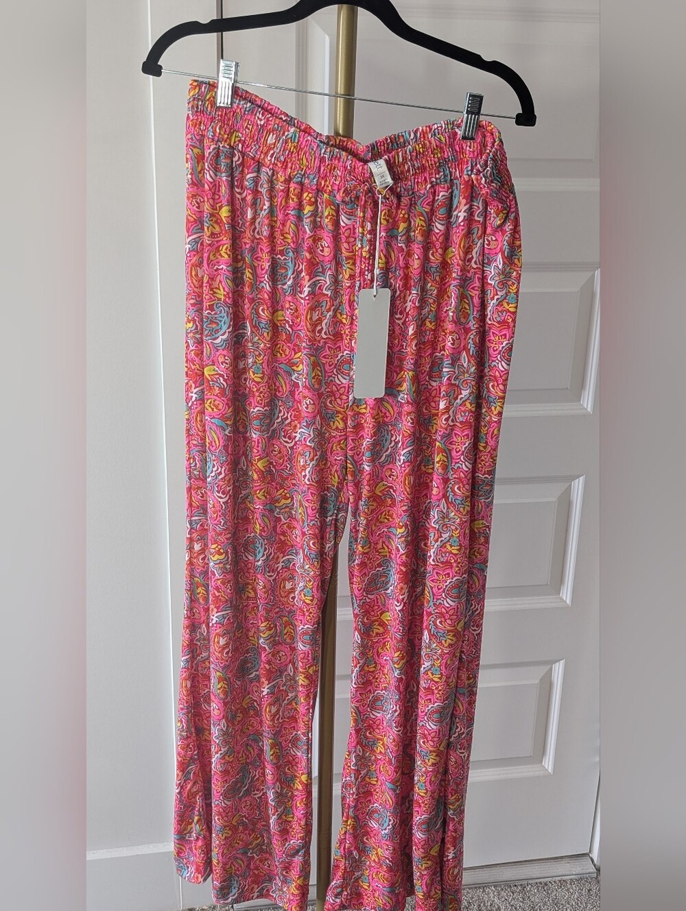 77. Dear Scarlet Pink Paisley Wide-Leg Lounge Pants Size 2X